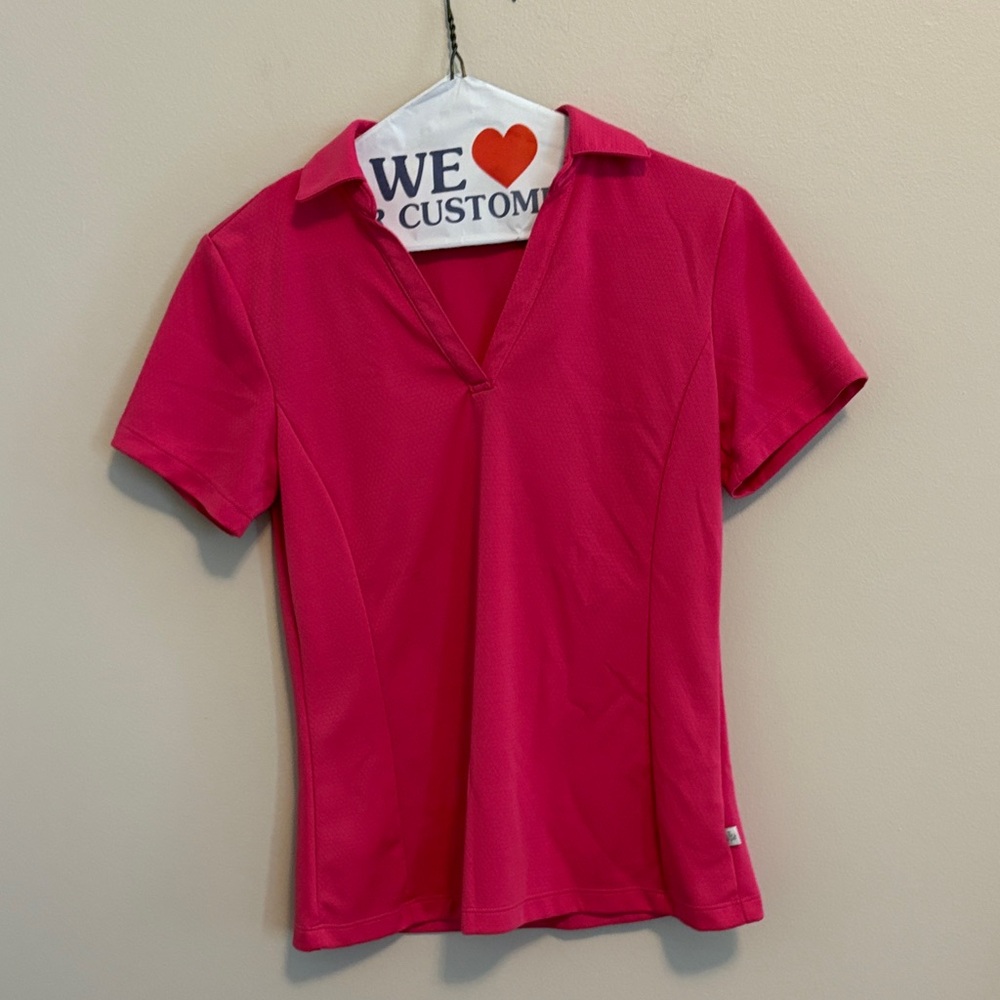 Lady Hogan V-Neck Pink Short Sleeve Polo